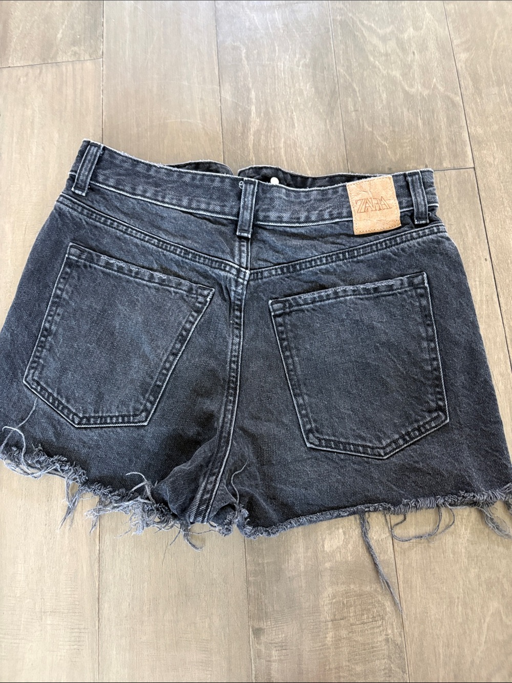 Zara Washed Black Denim Cutoff Shorts
